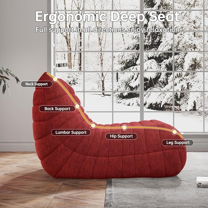 WHGBJA Bean Bag Chair for Adults, Lazy Bean Bag Sofa for Bedroom, Living Room, Reading, Gaming Floor Sofa Chair, Boneless, Comfy