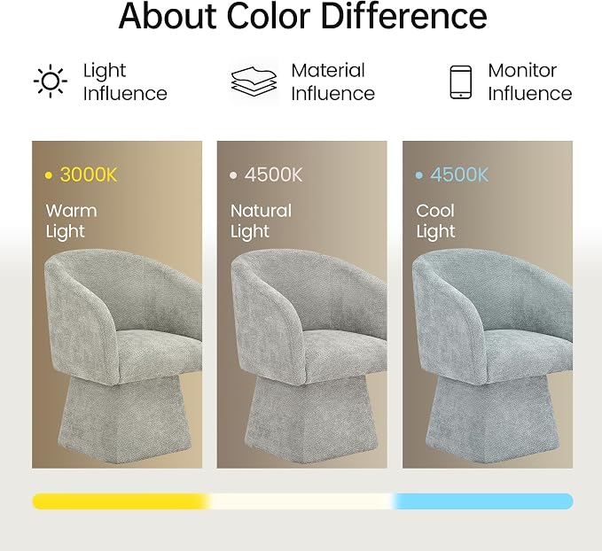 VKNOW Upholstered Swivel Dining Chairs Set of 4, Modern Dining Room Chairs with Barrel Back, Accent Arm Chair for Dining Room, Living Room, Bedroom, Vanity, Gray
