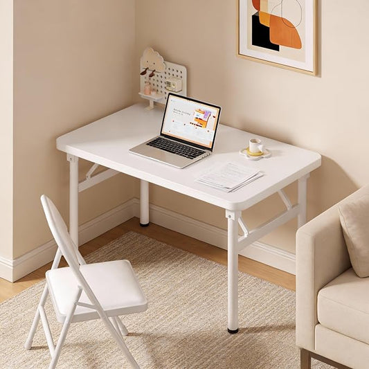 Small Folding Computer Desk - 39.4 Inch Foldable Small Spaces Compact Desk,No Assembly,Bedroom, Dorm and Apartment,Portable Study for Home Office Table