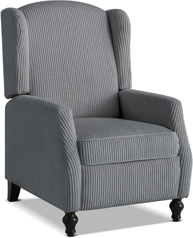 Wingback Recliner Chair with Massage and Heat, Tufted PU Leather Push Back Arm Chair for Living Room Vintage Recliner Chair with Remote Control, Padded Cushion, Backrest