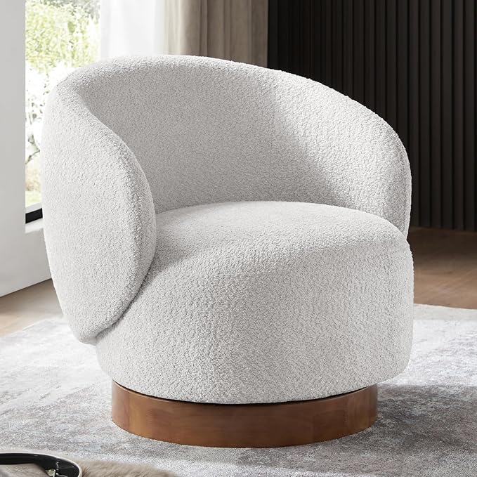 KISLOT Swivel Accent Chair Round Barrel Armchair Upholstered Performance Fabric for Living Room Bedroom Waitingroom,2 Box,Light Grey