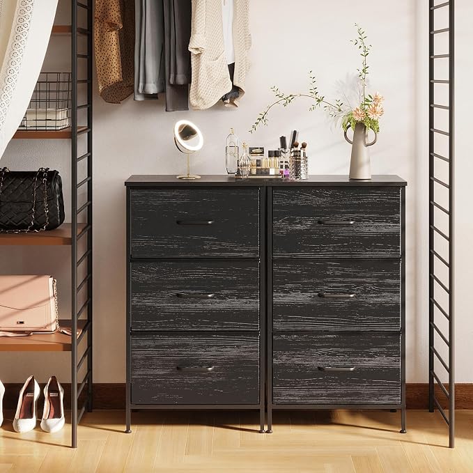 AODK Dresser for Bedroom Nightstand Small Dressers Chest of Drawers End Table for Living Room, Closet Dresser with 3 Storage Drawers Organizer Clothes, Charcoal Black