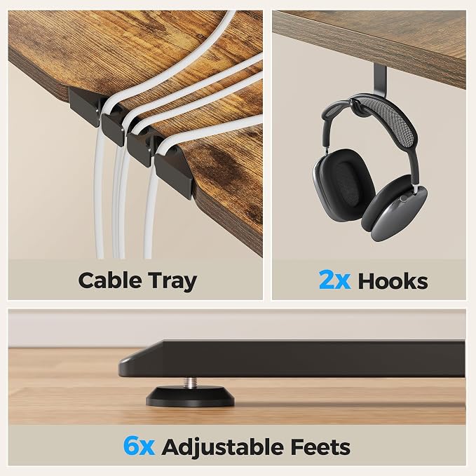 Agilestic L Shaped Standing Desk 63 inch Adjustable Height, Electric Corner Standing Desk, Sit Stand Computer Table with Splice Board, Rustic Brown