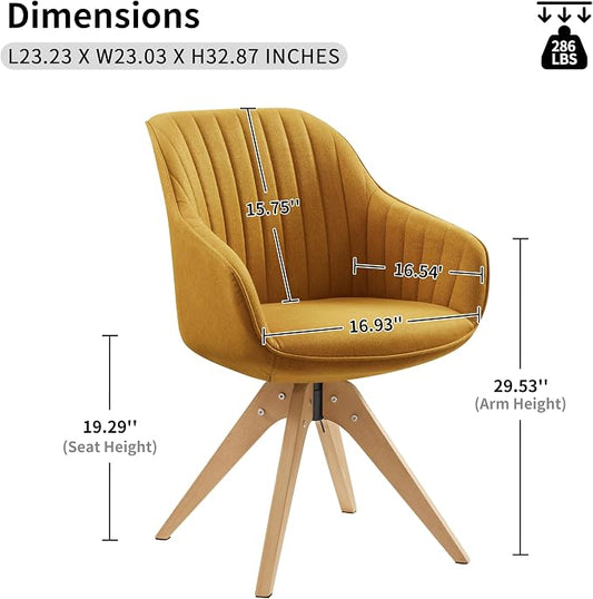 Art Leon Beech Wood Swivel Desk Chair for Home Office, No Wheels