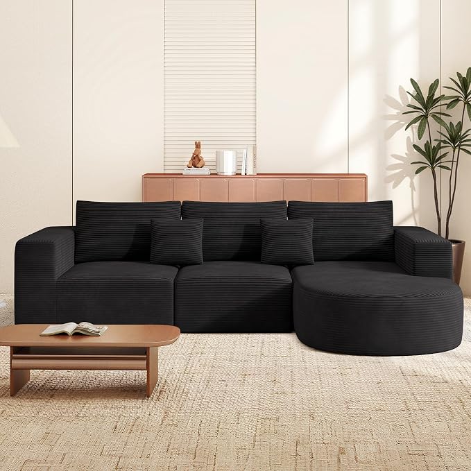 Boneless Couches for Living Room,Cloud Sectional Couch with L-Shape Chaise,Modern Modular Sofa with Deep Seat Upholstered Comfy Couches for Bedroom,No Assembly Required,1PCS
