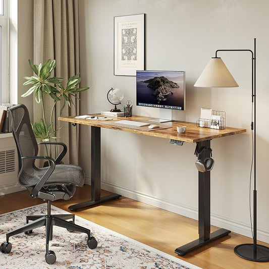 Agilestic Electric Standing Desk, 48 x 24 Inches Height Adjustable Desk, Sit Stand up for Work Office Home, Ergonomic Rising Computer Table with Memory Preset, Rustic Brown
