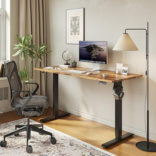 Agilestic Electric Standing Desk, 40 x 24 Inches Height Adjustable Desk, Sit Stand up for Work Office Home, Ergonomic Rising Computer Table with Memory Preset, Rustic Brown