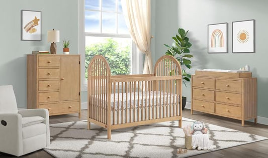 Soho Baby Everlee Convertible Island Crib, Honey Wood