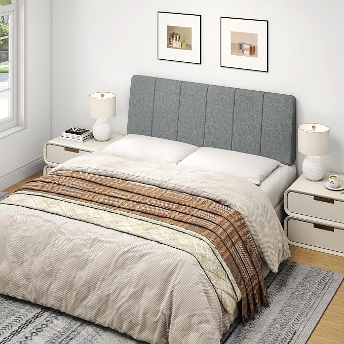Full Size Headboard Only-No Assembly, Upholstered Headboard Full Size Linen Fabric Modern Style Headboards Extra-Thick, Dark Gray