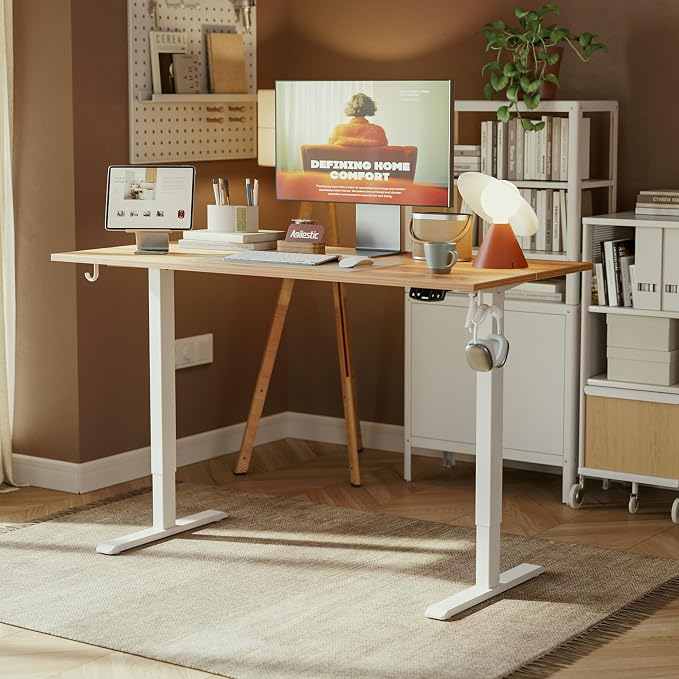 Agilestic Electric Standing Desk, 63 x 24 Inches Height Adjustable Desk, Sit Stand up for Work Office Home, Ergonomic Rising Computer Table with Memory Preset, Light Rustic Brown