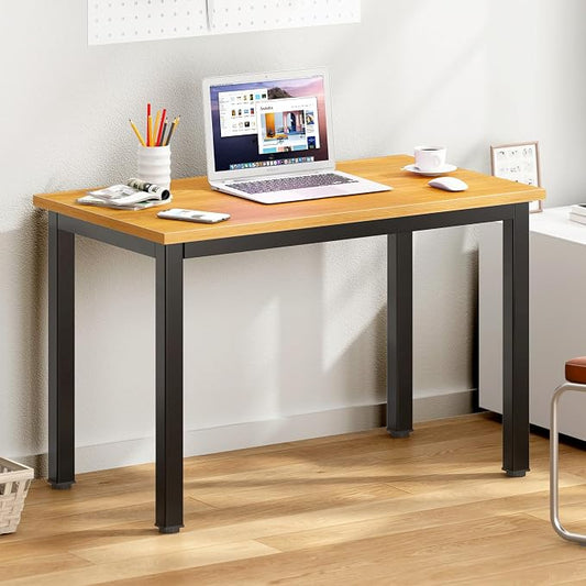 DlandHome 31.5 inches Small Computer Desk for Home Office Activity Table Writing Table for Small Spaces Study Table Student Laptop Desk Teak and Black DND-AC3BB-8040