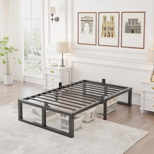 Yitong Angel Twin XL Size Bed Frame, 14 Inch Heavy Duty Support 3500 lbs Metal Platform, No Box Spring Needed/Noise Free/Non-Slip/Steel Slat Support/Easy Assembly