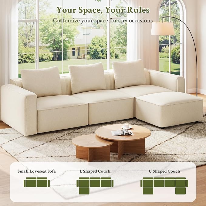 Welzona loveseat Sofa, 75" Comfy Chenille Love Seat, Small Couches for Small Spaces, 2 Seater Modern Loveseat, Deep Seat Chenille Sofas for Living Room, Apartment, Bedroom, Beige