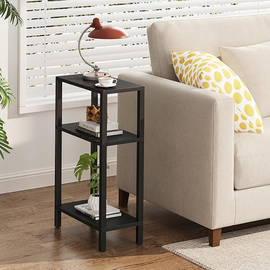 TUTOTAK Small Side Table, Narrow End Table, Skinny Sofa Table, Slim Nightstand, Couch Table, Living Room, Bed Room, Black TB01BK077
