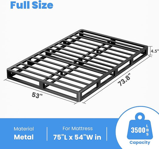 ROIL 5 Inch Full Size Box Spring, Heavy Duty Metal Low Profile Bed Base Mattress Foundation with Fabric Cover, 3500lbs Max Weight Capacity, Easy Assembly, Noise Free, Non-Slip