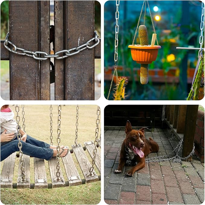 Hanging Chair Chain Set of 2 Stainless Steel Heavy Duty Hanging Kits with 4 Carabiners Hammock Chair Hardware for Indoor Outdoor Playground Hanging Chair Hammock Chair Punching Bags - 23.62"
