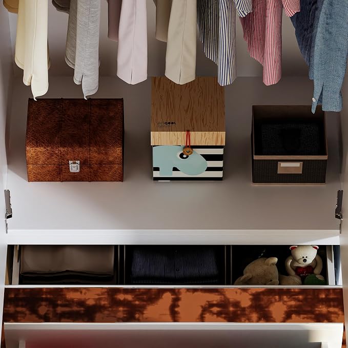 WOODTIME Wardrobe Closet with All Mirror, Wooden Armoire with 2 Doors, 2 Drawers & Hanging Rod, Clothes Storage Cabinet Organizer for Bedroom Apartment, White