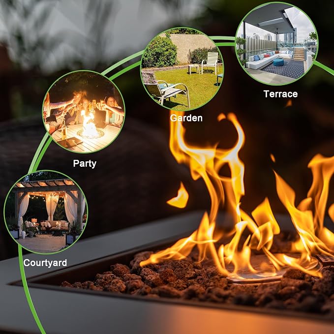 Hexago 28 Inch Propane Fire Pit, ETL Listed Outdoor Fire Pit Table, 50,000 BTU Steel Gas Fire Pits with Lid and Lava Rock, Add Warmth and Ambience to Parties On Patio Deck Garden, Mocha