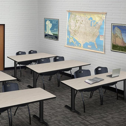 Romig Pillar 60 x 24 in. Steel T-Base Training Seminar Table- Maple