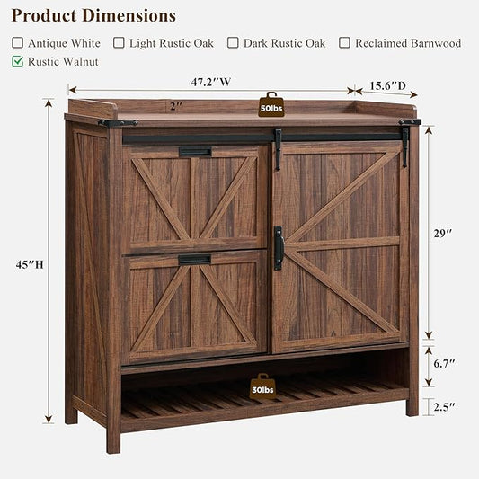 OKD Shoe Storage Cabinet with 2 Flip Drawers & Sliding Door, Farmhouse Entryway Shoe Organizer, Freestanding Rustic Hidden Shoe Rack Cabinet for Entryway, Rustic Walnut