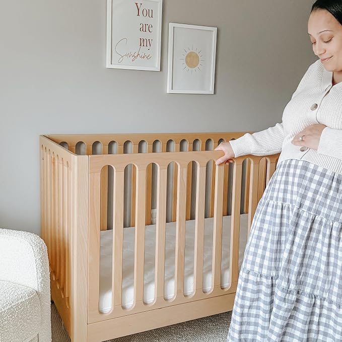 Newton Baby Galileo Standard Crib, Solid Beech Wood in Natural Color, 3-in-1 Convertible Crib with Toddler Bed Conversion Kit, Ultra-Safe Non-Toxic Finish