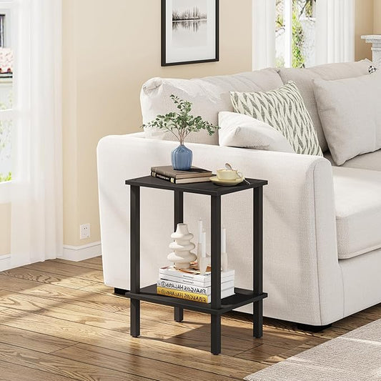 TUTOTAK End Table, Set of 2, Side Table, Nightstand, 2-Tier Storage Shelf, Sofa Table for Small Space, Living Room, Bed Room TB01BK035