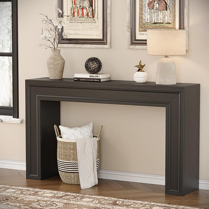 Rresyet 55 Inch Long Console Table, Sofa Table Behind Couch, Entryway Table, Farmhouse Entryway Table for Entrance, Hallway, Living Room (Black)