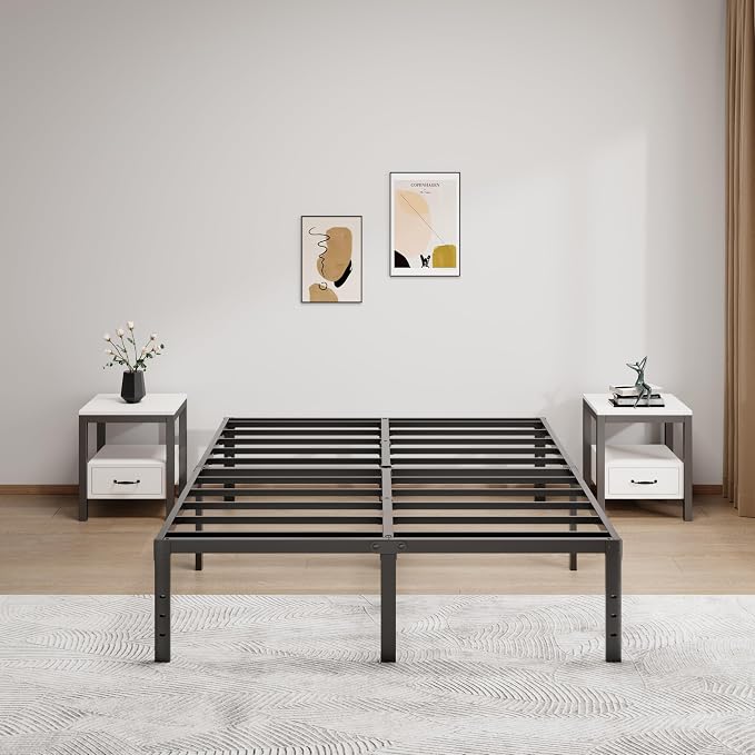 LUMUNANCE Metal Bed Frame Full Size - 16 Inch Heavy-Duty Full Platform Bed Frame No Box Spring Needed, Easy Assembly, Noise-Free, Sturdy Mattress Foundation, Underbed Storage Space