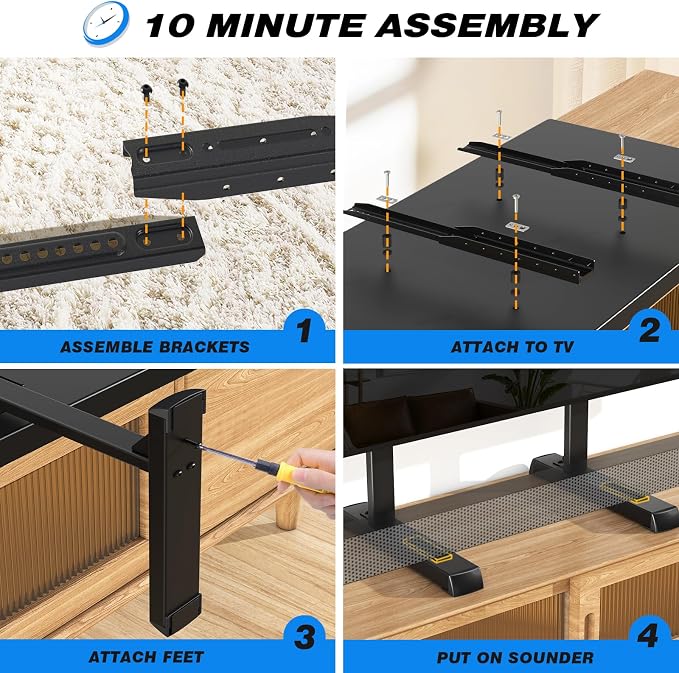 Rfiver Table Top TV Stand with Height Adjustable TV Legs, TV Stands Base with Cable Management for Most 37 to 86 90 Inch Flat or Curved TVs, Steel TV Feet Holds up to 150 lbs, Max VESA 800x600mm