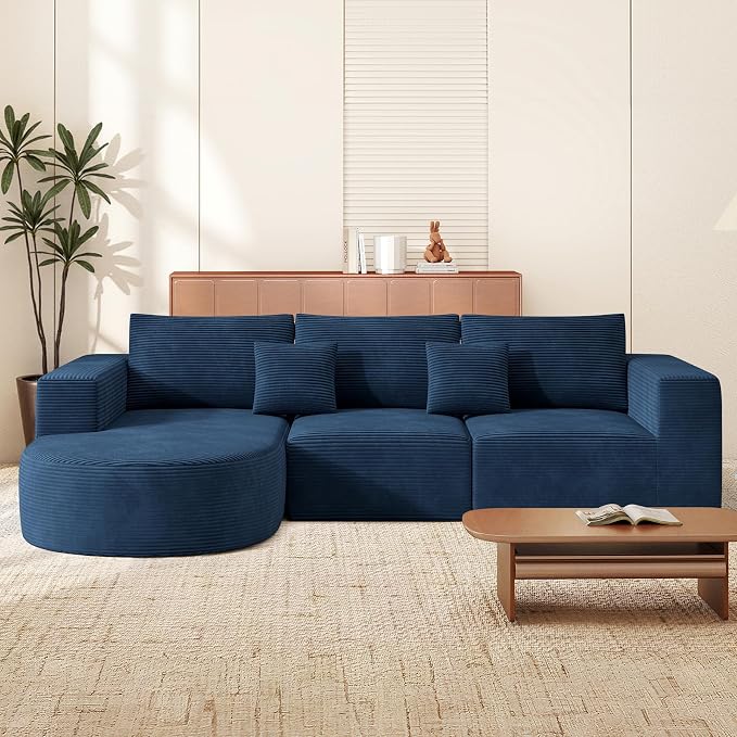Boneless Couches for Living Room,Cloud Sectional Couch with L-Shape Chaise,Modern Modular Sofa with Deep Seat Upholstered Comfy Couches for Bedroom,No Assembly Required,1PCS