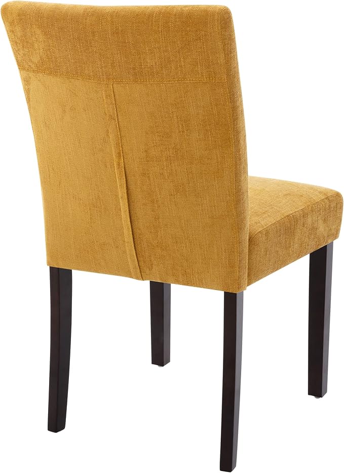 Watson & Whitely Modern Upholstered Dining Chairs, Set of 2, Yellow | Fabric Upholstery, Solid Wood Legs, Low Back, Modern Armless Parsons Style, for Kitchen, Dining Room, Restaurant