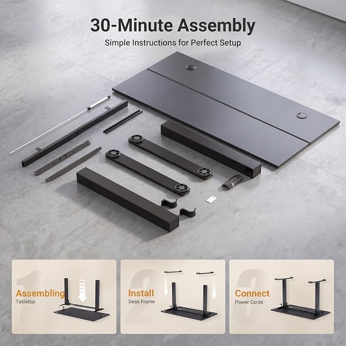 Claiks Electric Standing Desk, 40 x 24 Inch Height Adjustable Sit Stand Desk for Home Office, Computer Desk with Memory Presets, Cable Management & Headphone Hooks, 156 lbs Capacity, Black