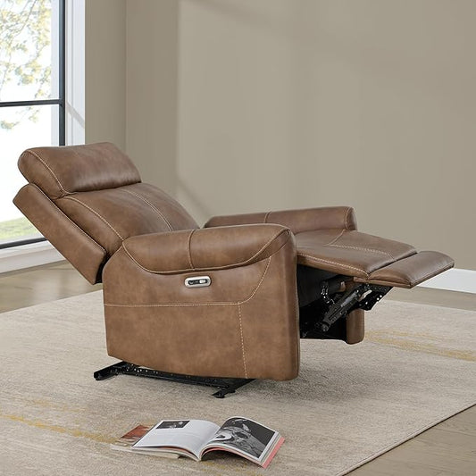 KISLOT Leather Recliner Chair for Adults Wall Hugger RV Recliner with USB Charging Ports Electric Power Reclining Sofa for Living Room Home Theater Seating Bedroom