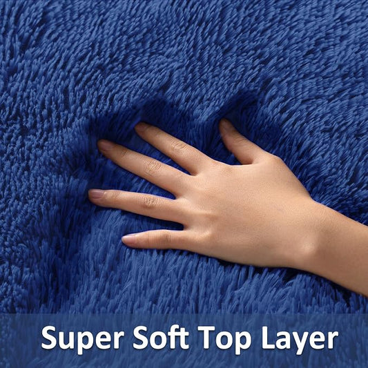 Ophanie Small Rug Washable Non Slip Throw Bedside Area Rugs, Fluffy Soft Blue Mini Bedroom Carpet, Affordable Door Entryway Indoor Inside Front Entrance Dog 2x3 Mat, Home Decor Aesthetic, Nursery