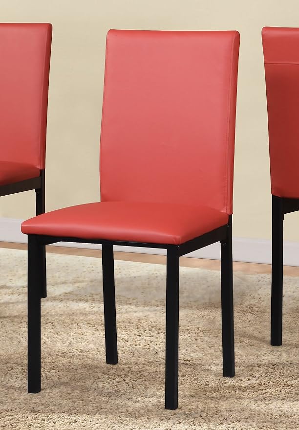 Roundhill Furniture 5 Piece Citico Metal Dinette Set with Laminated Faux Marble Top - Red
