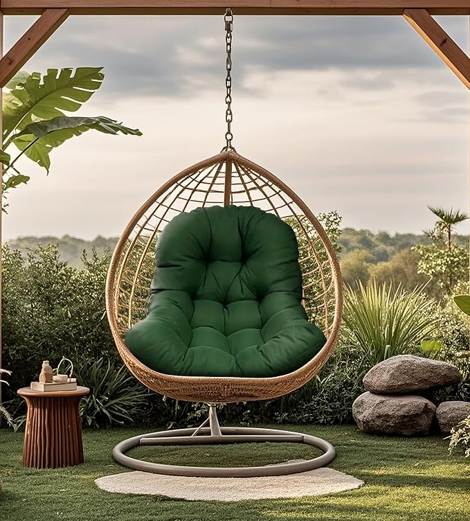 Outdoor Egg Chair Cushion Waterproof Light Grey Outdoor Hanging Basket Seat Cushion Thicken Wicker Egg Chair Cushion for Patio Rattan Swing Chair 47"*35"
