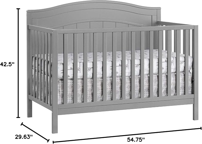 Oxford Baby North Bay 4-in-1 Convertible Baby Crib, Dove Gray, GreenGuard Gold Certified
