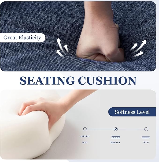 HUIMO Set of 2 Accent Chairs for Living Room, Tufted Upholstered Club Chairs with Lumbar Pillows, Vintage Reading Armchairs with Solid Wood Legs for Bedroom Apartment, Indigo Blue