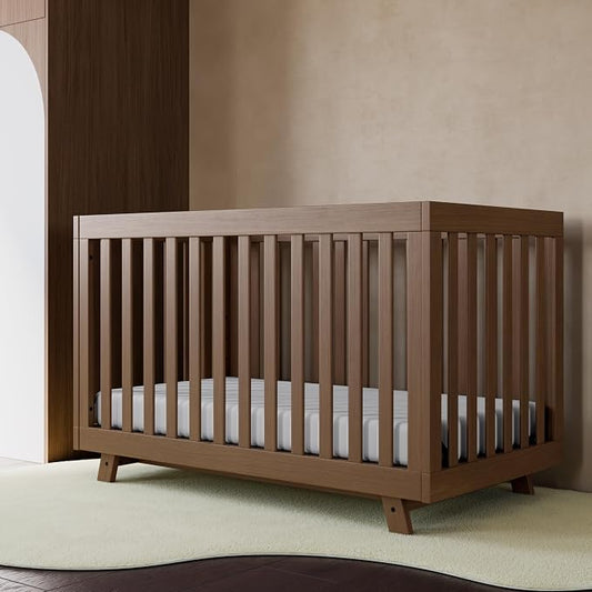 Storkcraft Beckett 3-in-1 Convertible Crib – GREENGUARD Gold Certified, Fits Standard Crib Mattress, Converts to Toddler Bed and Daybed, 4 Mattress Heights, Grow-with-Me Design (Hazelnut)