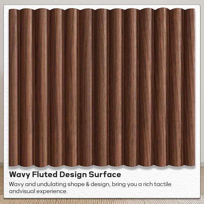 SUNWAVE 6 Drawer Dresser for Bedroom, 49.6" Wide Modern Fluted Dresser with Round Corner, Wood Chest of Drawers for Living Room (Walnut)