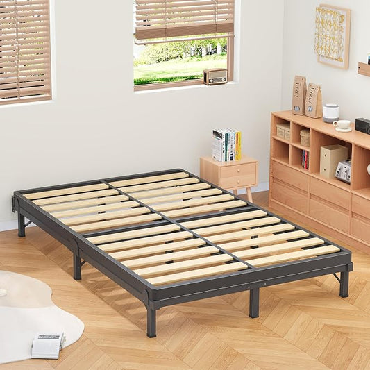 MAF Metal Bed Frame King 8 Inches, 9-Legs Support Bed Base, King Bed Frame for Box Spring and Mattress, Basics Bed Frame Headboard Attachable Tool-Free Easy Assembly, Black