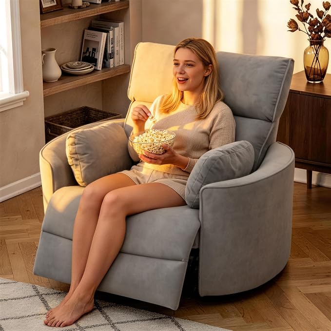 450lbs Oversized Power Recliner Chair, 53" Extra Wide Electric Recliner for Big and Tall Adults, Single Sofa with USB & Type-C Ports, Pillows, Chair for Living Room, Bedroom, Office (Gray)