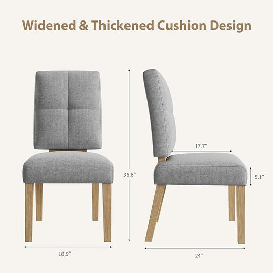 HOMRELEXA Wooden Dining Chairs Set of 2, Dining Room Chairs with Wood Legs, Cloud-Like Cushion & Reinforcement Structure Design for Kitchen/Living Room/Restaurant, Easy Assembly
