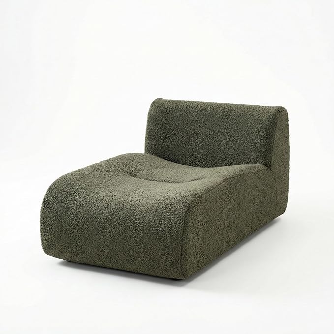 Curved Sectional Modular Sofa Chaise, Modern Boneless Sofa with Deep Seat, Sherpa Boucle Cloud Couch for Living Room, Cozy Teddy L-Shaped Couches, No Assembly, Gray, Sofa Chaise