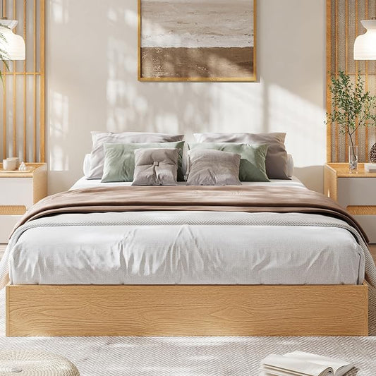 GarveeHome King Size Wood Platform Bed Frame,Wooden Bed Frame Without Headboard, Wood Slat Support,No Box Spring Needed, Easy Assembly
