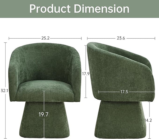 VKNOW Upholstered Swivel Dining Chairs Set of 4, Modern Dining Room Chairs with Barrel Back, Accent Arm Chair for Dining Room, Living Room, Bedroom, Vanity, Green