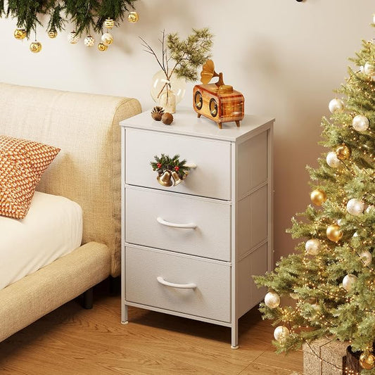 AODK Dresser for Bedroom Nightstand Small Chest of Drawers End Table for Living Room, Closet Dresser with 3 Storage Drawers Organizer Clothes, White