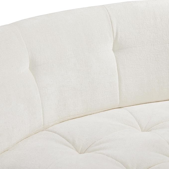 119'' Sectional Sofa, Curved L-Style Right-Hand Facing Couch with Fully Upholstered Arms, Tufted Design, Modern Minimalist Look, Beige