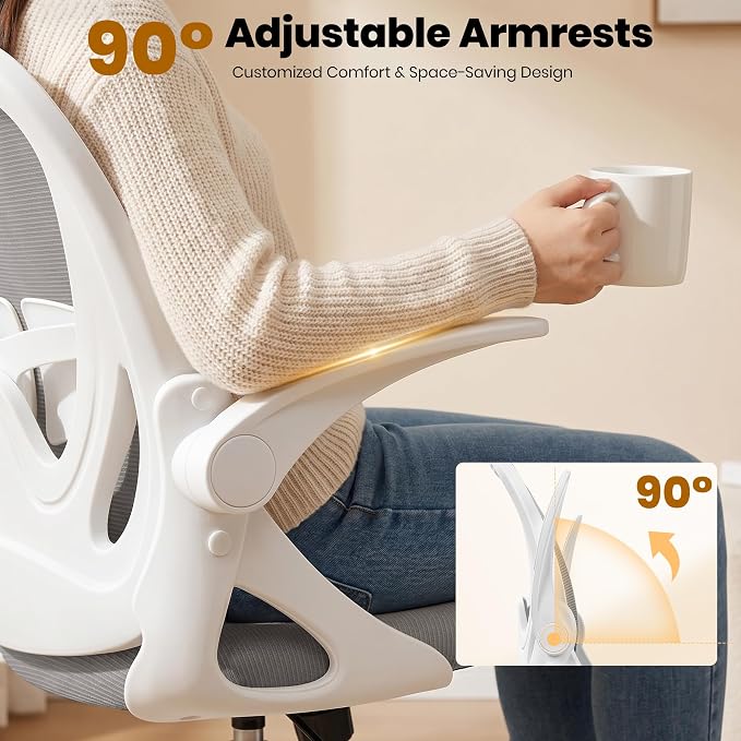 Ergonomic Drafting Chair with Flip-Up Armrests & Adjustable Footrest – Tall Office Chair for Standing Desks, Lumbar Support, Gray – Home & Office Comfort