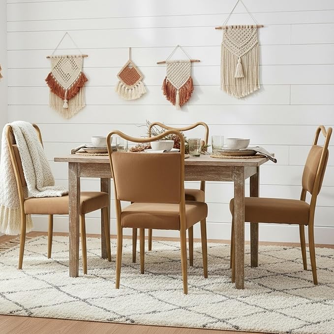 Velvet Dining Chairs Set of 6, Upholstered Dining Chairs with Wood Grained Metal Frame, Mid Century Modern Velvet Chairs for Dining Room, Kitchen and Restaurant,Velvet Brown